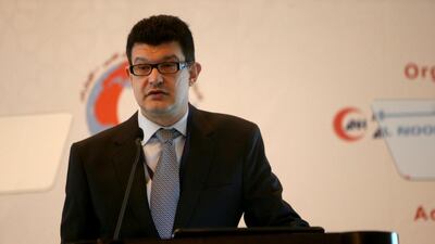 Dr Karim Elmasry at the conference on cervical cancer screening in Abu Dhabi. Sammy Dallal / The National
