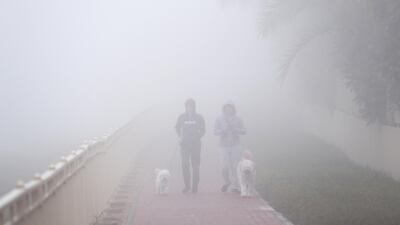 Fog is lingering around Dubai this morning. Chris Whiteoak / The National