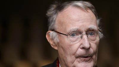 (FILES) This file photo taken on December 3, 2018 shows Ikea founder Ingvar Kamprad posing prior the inauguration of the Margaretha Kamprad Chair of Environmental Science and Limnology at the Swiss Federal Institutes of Technology of Lausanne (EPFL) in Lausanne. Ingvar Kamprad, the enigmatic founder of Swedish furniture giant IKEA, died aged 91 on Sunday, the company said. / AFP PHOTO / FABRICE COFFRINI