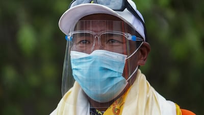 Veteran Sherpa guide Kami Rita at the airport in Kathmandu, Nepal on May 25, 2021. AP Photos