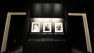 The exhibition features portraits of Sheikh Zayed, Sheikh Rashid and Queen Elizabeth II presented as a comparative study of portraiture styles and depictions of power. Chris Whiteoak / The National