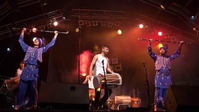 The Dhol Foundation perform on the opening night of the Womad Abu Dhabi festival on the Corniche yesterday.