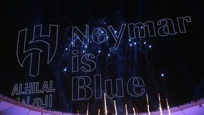 Light show at the King Fahd International Stadium to welcome Al Hilal's new signing Neymar. Reuters