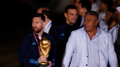 Lionel Messi with Claudio Tapia, president of the Argentine Football Association. Reuters