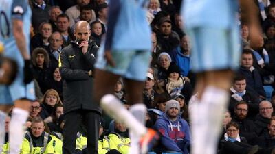 Manchester City manager Pep Guardiola watches during the match. Nigel Roddis / EPA