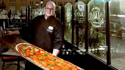 Chef Domenico Serra of Cucina Mia restaurant claims he has made the UAE's longest pizza