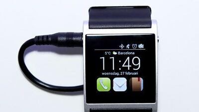 Apple previewed the iWatch at the Mobile World Congress in Barcelona. Josep Lago / AFP