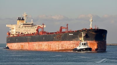 The attack on the Encelia caused a fire but all crew members are reported to be safe. Photo: Vesselfinder
