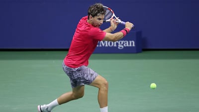 Dominic Thiem hits a backhand to Marin Cilic during the US Open third round. AFP