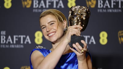 Irish actress Jessie Buckley with her Leading Actress Bafta award for Hamnet. EPA