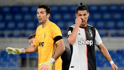 Juventus keeper Gianluigi Buffon and Cristiano Ronaldo during the Italian Cup final against Napoli in Rome. AFP