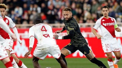 Neymar takes on Monaco. EPA
