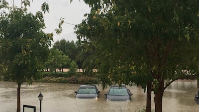 Flooding in Remraam Dubai sums up the woes brought on Dubai by the heavy rain. Courtesy David Benson