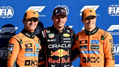 Lando Norris, left, Max Verstappen, centre, and Oscar Piastri are in a three-way battle for the F1 title. Reuters