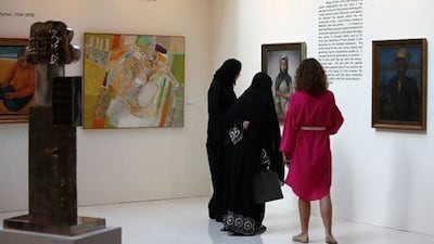 Five Emirati artists were introduced to the global market in the second part of Christie’s auction in Dubai. Pawan Singh / The National
