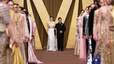 Bollywood actress Kriti Sanon closes designer Manish Malhotra's show. Photo: Dubai Fashion Week