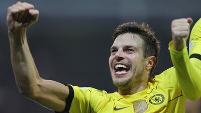 Chelsea's Cesar Azpilicueta celebrates scoring their second goal. Reuters