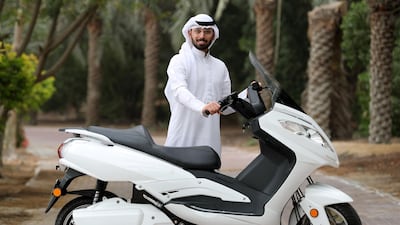 Mohamed Al Abd with Solva Technologies' electric bike. Chris Whiteoak / The National