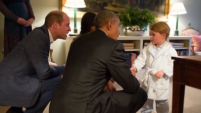 Meeting then-US president Barack Obama and first lady Michelle Obama at Kensington Palace in April 2016. Photo: Pete Souza / The White House