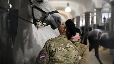 Horses at the stables of Christiansborg Palace are prepared for the ceremonial abdication of Danish Queen Margrethe on Sunday. Reuters