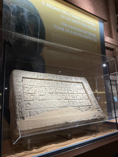 A modern copy of a 3rd century funerary inscription on a lime plaster block. Photo: Archaeological Park of the Colosseum