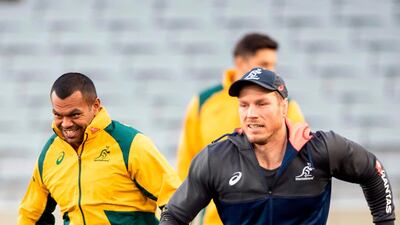 Australia are prepared to wait for David Pocock, right, to prove his fitness ahead of the 2019 Rugby World Cup in Japan that starts next month. AFP
