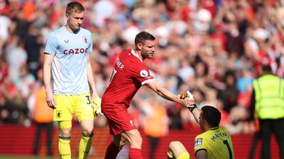 ASTON VILLA PLAYER RATINGS: Emiliano Martinez - 6. Forced into a routine save by Salah in the 50th minute. Made a decent save to deny Alexander-Arnold halfway into the second half. Reuters