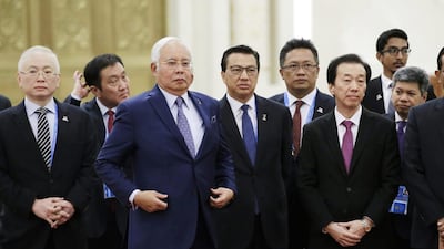 Malaysian prime minister Najib Razak (3rd-L) waits to meet Chinese president Xi Jinping ahead of the Belt and Road Forum in Beijing. Jason Lee / AFP