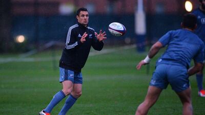 New Zealand's Dan Carter attends a training session in London on Tuesday ahead of Saturday's Test against England at Twickenham. Glyn Kirk / AFP / November 4, 2014
