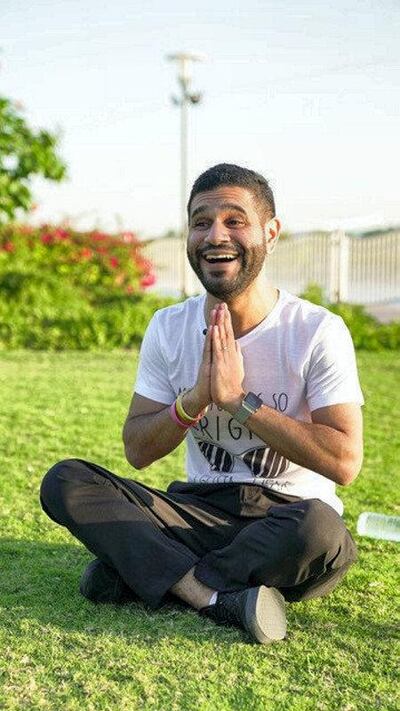 Laughter yoga instructor Naser Al Riyami conducts sessions at Change Work in Abu Dhabi