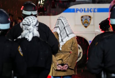 New York City police officers arrest pro-Palestinian protestors at Columbia. EPA