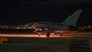 British and French air forces conducted a joint operation on Saturday evening against a suspected underground arms cache used by ISIS. Photo: EPA