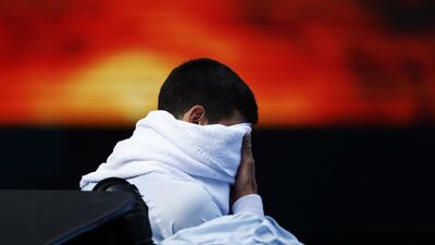 Novak Djokovic toils during his defeat in the Australian Open semi-final. EPA