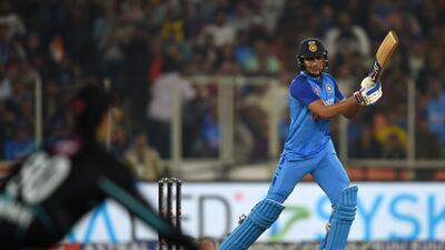 India's Shubman Gill hits out. AFP