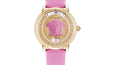 Pink Medusa Icon watch, Dh4,600, Versace. Photo: Versace