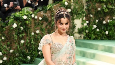 Alia Bhatt had gemstones embedded in her Sabyasachi outfit. Getty Images