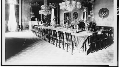 The state dining room in the White House, photographed between 1889 and 1906. Heritage Images / Getty Images