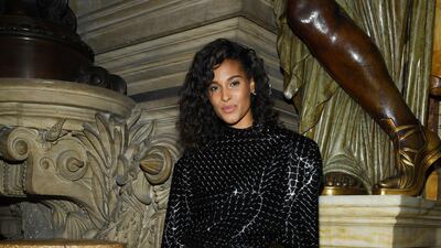 Cindy Bruna attends the Balmain show as part of Paris Fashion Week on September 27, 2019. Getty Images