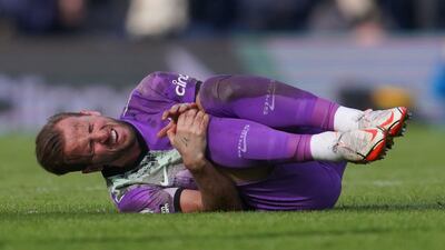 Harry Kane reacts after being fouled. AFP