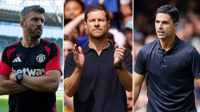 From the left: Premier League managers Michael Carrick, Xabi Alonso and Mikel Arteta. Photos: Reuters