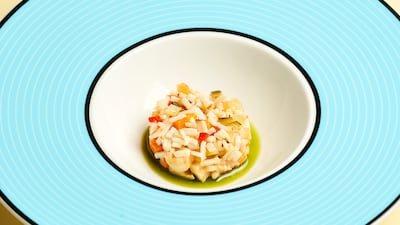 Insalata di mare with seafood dressing or, as Torno Subito terms it, rice salad without rice.