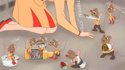 "When your button popped out in the galley and tiny crew are helping you," reads the caption accompanying this post. Courtesy of Mentai_crew