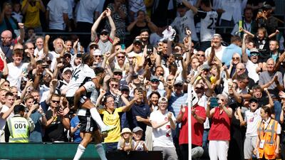 Mitrovic celebrates scoring their second goal with Bobby Decordova-Reid. Action Images