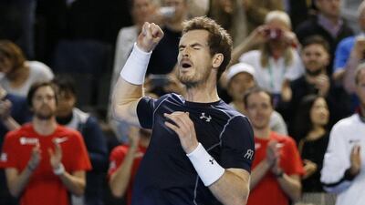 Great Britain's Andy Murray celebrates after winning his match against Japan's Kei Nishikori. Reuters / Andrew Boyers