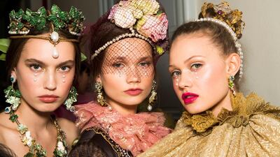 Models backstage at Dolce & Gabbana's Alta Moda and Alta Sartoria show in Milan. Courtesy Dolce & Gabbana