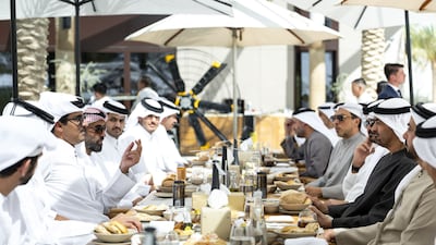 The meeting was held as part of the Emir's fraternal visit to the UAE. Wam