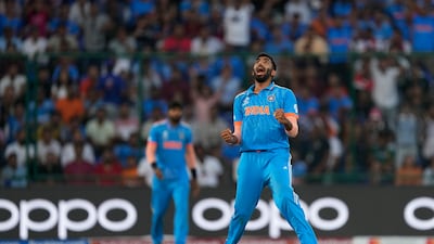 India's Jasprit Bumrah celebrates the wicket of Afghanistan's Mohammad Nabi. AP