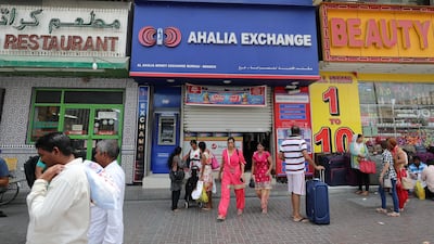 Ahalia Exchange in Bur Dubai. Indians have been remitting money all week as the rupee slumped to an all-time low against the US dollar. Chris Whiteoak / The National