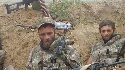 Dubai DJ Joots Krn, real name Karen Balyan (left), with brother Aram in military fatigues while fighting in Nagorno Karabakh. Both were killed. Courtesy: Tiko Balyan