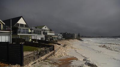 Sea foam brought by waves after heavy rain and storms at Collaroy in Sydney. EPA